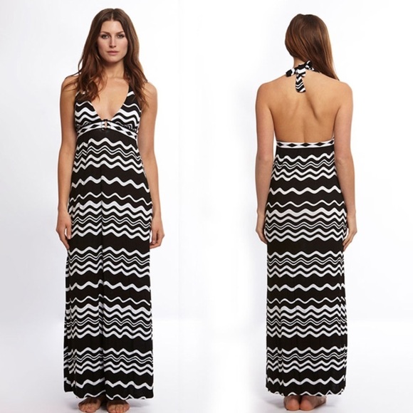 La Blanca Dresses & Skirts - La Blanca Striped Low V Halter